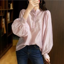 스타일아유 구김없는 폴리 블라우스 셔츠 여성 스프라이트 셔츠줄무늬 패턴 가을셔츠 봄 남방 롱셔츠 간절기