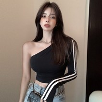 수빈몰 여성 원숄더 어깨트임 트레이닝 크롭 오픈숄더 티셔츠