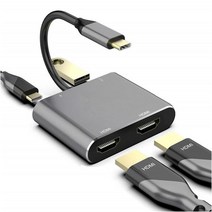노트북도킹스테이션 c타입 usb 포트 멀티허브 유형 듀얼 변환기 동시 확장 듀얼 스크린 디스플레이 스테이션, 4in1