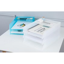 은행 서류정리 오픈형 데스크트레이 2.5단 파일캐비넷 보조서랍장 문구보관함 문서꽃이, BLUE