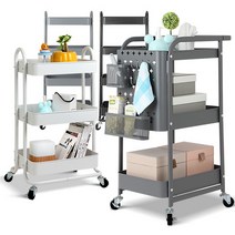 [나사] 이동식트롤리 트레이 세탁실틈새수납장 수납선반, 토치 이동식트롤리 3단 그레이