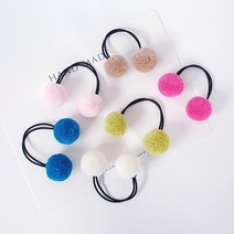 앙드레뿌띠 폼폼이방울 아기헤어끈 포니테일 털방울 유아악세사리 아동머리방울