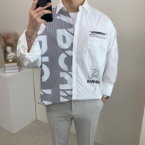 남자 오버핏 비대칭 레터링 프린트 셔츠 남방 2nd ARCHIVE ARCV