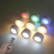 붙이는 LED 무선 리모컨 터치라이트 무드등 수유등 수면등 장식장 조명 피규어 3개세트, 단색_화이트(1세트)