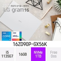 [CPU i5-12세대 무상 업그레이드] G 그램16 16ZD90P-GX56K, 1TB, 윈도우 미포함, 16GB