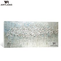 뜨거운 판매 100 수제 캔버스 유화 흰색 꽃 풍경 벽 매달려 사진 거실 홈 장식 액자 없음, 90cmx180cm