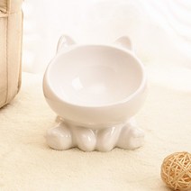 펫 고양 반려견 애견 냥이 이 식기 블랙 도자기 그릇 빗살 발 스러움 목 보호 개 물 검은 턱 방지, /도자기 발볼, 01 손 내밀기 화이트