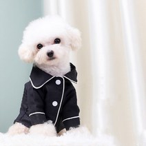 일월전빵 강아지 리얼 파자마 셔츠 잠옷 여름 간절기, 블랙