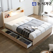 동서가구 소프 인싸 LED 호텔 수납 침대프레임(슈퍼싱글/ 퀸/ 킹), 메이플
