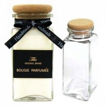 [캔들만들기 용기] 허브사각 유리용기 250ml 코르크캡 포함, 1개