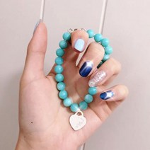 터키석 팔찌 써지컬 탄생석 천연석 1:1 로고 real925 자연 8mm 파란색 청록색
