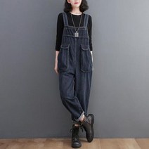 여자멜빵바지 문학적 레트로 캐주얼 올매치 데님 오버롤 봄 가을 점프수트 스트리트웨어 하렘 바지 발목 길이