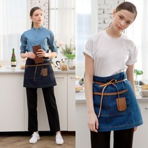 [쿡션] 데님가죽 앞치마 다크블루/카페 바리스타 앞치마/공방앞치마/주방앞치마, 다크블루, free