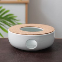 도자기 미니화로 티워머 Dehua 따뜻한 차 스토브 촛불 레스토랑 호텔 홈 세라믹베이스 스타일 절연 난방 유리 과일 꽃 주전자, 썬문 3홀 베이스 화이트