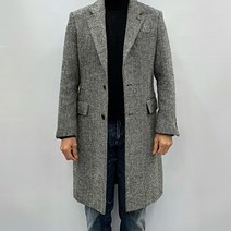 브랜드라인 울 80% 모직 헤링본 싱글 겨울 남자 코트 아우터