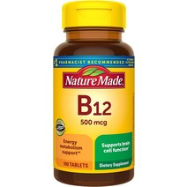 Nature Made 비타민 B12 500mcg 에너지 대사 지원을 위한 건강 보조 식품 100정 100일분, [01] 100개(1팩)
