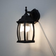 주물 육각 하향 1등 실내 실외 벽등 방수 벽부등, 12W 하얀빛, 블랙