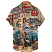 캐쥬얼셔츠 66 Route Biker Mens Shirt 3d Motorcycle Girls Route 66 Shirt For Men 미국 반팔 오버사이즈 탑스 티셔츠 남자 여행