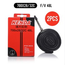 바이크 오토바이타이어 KENDA 자전거 내부 튜브 슈레이더 프레스타 밸브 산악 자전거용타이어 700C 23C 25C 35C 45C 2개, 15 700x28-32 FV48L