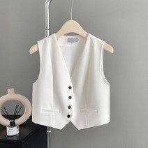 POMTOR 여성 정장 조끼 코트 봄 여름 이너 레이어드 나시 쇼트 베스트 상의