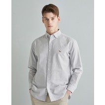 23SS [닥스훈트 에디션] 차콜그레이 스트라이프 경량 옥스포드 세미오버핏 셔츠 DMSH3A501CG