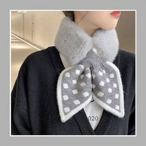 쁘띠머플러 겨울 리본 니트 숏 땡땡이 머플러 목도리