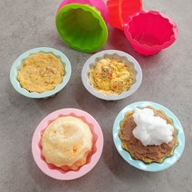 [실리콘펜] 파미레 실리콘 머핀빵 틀 4P 세트 오리지널, 레드/오렌지/핑크/그린