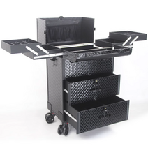 메이크업 트롤리 캐리어 박스 아티스트 멀티 래더 파우치 네일 락커 대용량 전문가, 1개, 3단 크로커 블랙(분리휠)