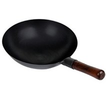 주물화목난로 Handmade Cast Iron Wok 36cm Non-stick Skillet Pans Household Cooking Pot Wooden Cover G, 01 No ear handle style_01 32cm