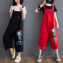 [Myshe]여성 멜빵바지 루즈핏 빅사이즈 점프수트 캐주얼바지 bb425LTTKZ03