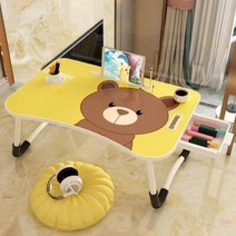 MORE베드 테이블 침대컴퓨터잠실학생숙소침실접이책상캐릭터귀여운책상소녀심, 19 화이트베어 [캐리어+컵홀더]