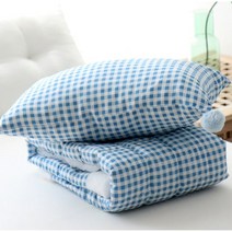 더패브릭 인견누빔원단 천연꼰사 인견누비 체크블루