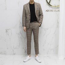 아도르클래식 체크 스판 남자 결혼식 캐주얼 빅사이즈 정장세트