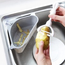 주방수납 1+1 주방용품 브래킷 주방사은품 흡착식 모서리 수세미거치대 주방정리 수세미거치대 판촉 보험, 크림+그레이