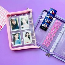 포카 바인더 지퍼 6공 단면 콜렉트북 콜북 포토카드 앨범 다이어리 프리채널 방탄, 지퍼형-블랙