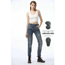 여성 바이크진 라이딩진 오토바이 슬림핏 청바지 사계절용 바이커진, 라이트 블루