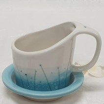 도자기 종이컵홀더 주문제작 하늘색하트 컵홀더, 컵홀더+컵받침