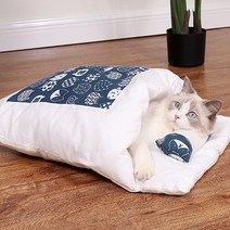 고양이 집 잠자리용 보온 고양이 이불 침낭 반려동물 담요 침구 매트, [뜨거운판매]다크블루고양이, L크기[권장7-14진]