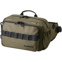 시마노 (SHIMANO) 정품 낚시 가방 힙색 보조 태클박스 로드 홀더 수납 물통 허리 백, M, 카키
