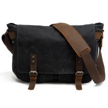 핸드폰가방 미니 캐주얼 크로스백 남자 패션 고밀도 왁스 캔버스 숄더 가방 메신저 Crossbody 빈티지 남성 레저 슬링 보이, [01] Black