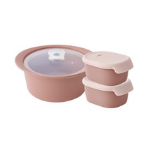 퍼기 이유식 실리콘 멀티 찜기 소형1P+이유식 보관 용기 2P, 3개, 드라이로즈