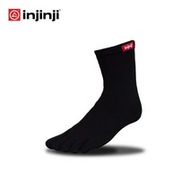 INJINJI 인진지 양말 크루 발가락 양말 등산 양말 스포츠 양말, BLACK, L