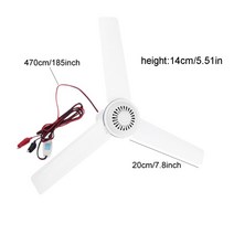 캠핑실링팬 캠핑천장선풍기 12v 24v 음소거 천장 팬 19.6inch 캠핑 텐트 자동 팬 스위치 포함 4.7m 전원 케이블 야외 하이킹 침대 홈