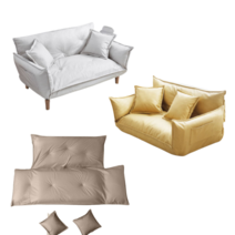 하이어라운드 2인용 리클라이너 쇼파 배드 패브릭 접이식 원룸 미니 쇼파, 커피-다리포함