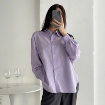 여자 솔리드 면남방 캐주얼 데일리 퍼프 셔츠