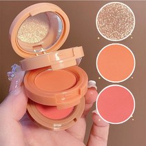 3In 1 파우더 블러쉬 메이크업 팔레트 피치 레드 루즈 지속되는 내추럴 치크 틴트 방수 블러셔 화장품, 한개옵션1, 01 주황색