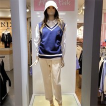 [애플핑크] NC05 배색 레터링 니트 조끼 APK7S106GSN