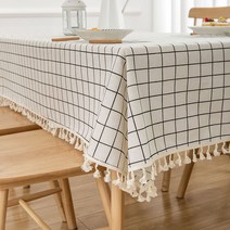 식탁보 직물면 린넨 체크 무늬 티 테이블 테이블 매트, 60 X120cm, 화이트 그리드 (술)