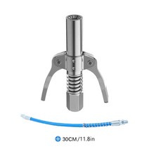 가정용가압펌프 그리스 건 커플러 10000 PSI NPTI/8 고압 노즐 오일 펌프 자동차 주사기 윤활유 팁 수리 액세서리, [06] silver with hose