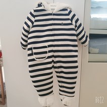 압소바 귀염뽀작 따뜻한 겨울용 Stripe 후드집업 우주복 AU7-222P1 네이비